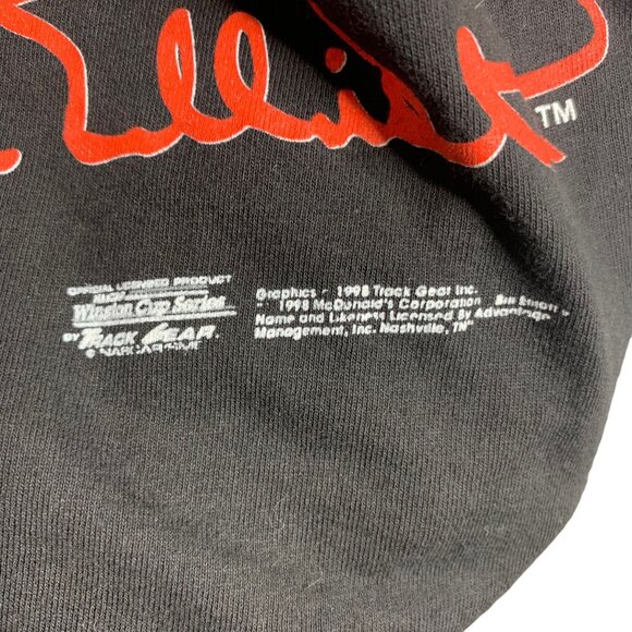 Vintage 1998 Bill Elliot Crewneck T Shirt L Black AOP Attack the Track McDonalds - Picture 8 of 9